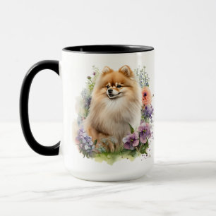 BEAUTIFUL FLUFFY WATERCOLOR POMERANIAN DOG MUG