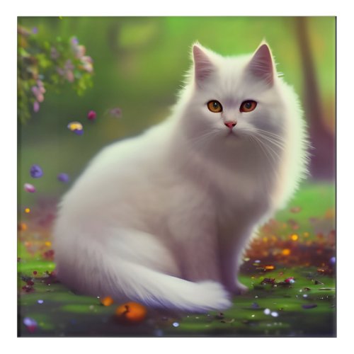 Beautiful Fluffy White Cat Acrylic Print