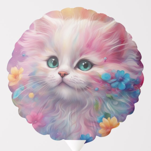 Beautiful Fluffy White Cat Balloon (Front)