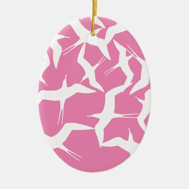 Beautiful Flying Birds Pattern Product Ceramic Ornament (Front)