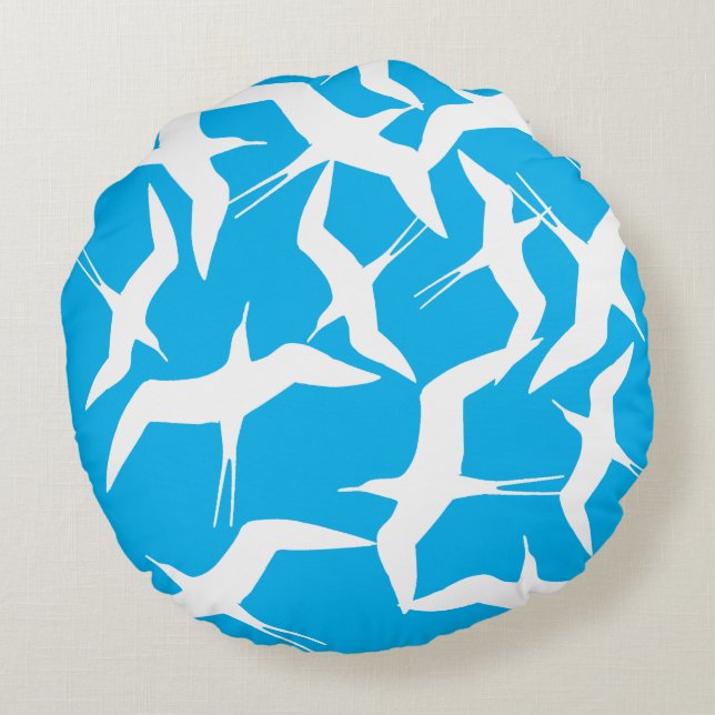 Beautiful Flying Birds Pattern Product Round Pillow (Back)