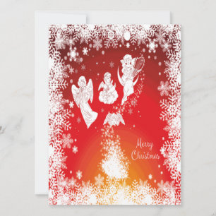 Beautiful Flying Christmas Angels-White Snow-Red