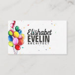 Beautiful Flying Colorful Balloons Business Card at Zazzle