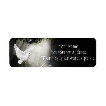 Beautiful Flying Dove In Sunbeam Label by deemac2 at Zazzle