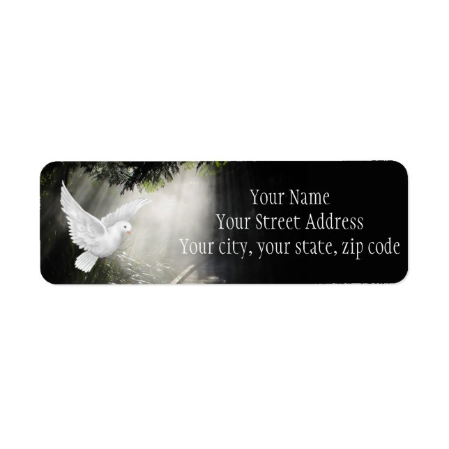 Beautiful flying dove in sunbeam label (Front)