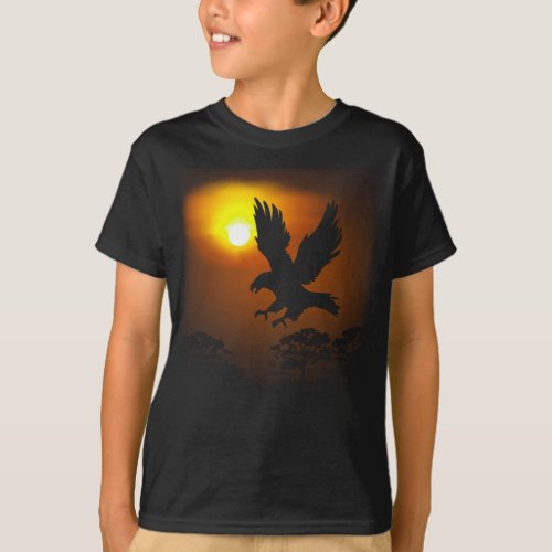 Beautiful Flying Eagle Surreal Sky Silhouette T_Shirt
