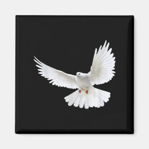 Beautiful Flying Peaceful White Dove Photo Silhoue Magnet