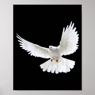 Beautiful Flying Peaceful White Dove Photo Silhoue Poster