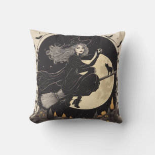Beautiful flying witch pillow
