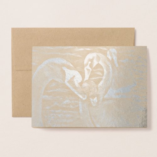 Beautiful Foil Flock of Swans Card Custom Message