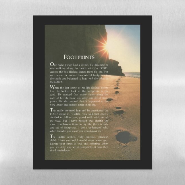 Beautiful Footprints Poem Refrigerator Magnetic Dry Erase Sheet (Vertical)