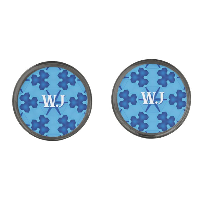 Beautiful For Wedding Patterned Navy Blue Cufflinks (Front)
