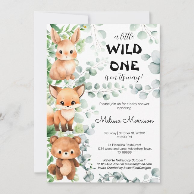 Beautiful Forest Animals Friends Baby Shower Invitation (Front)