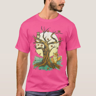 Beautiful Forest Art Owl Fo Autumn T-Shirt