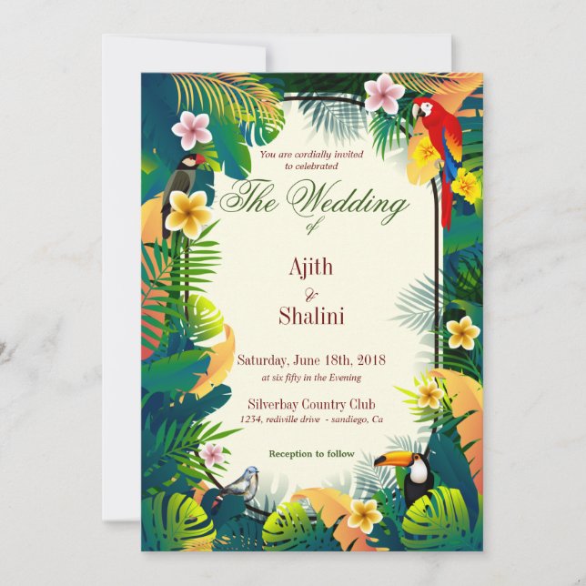 Beautiful Forest Birds Invitaion Card  (Front)