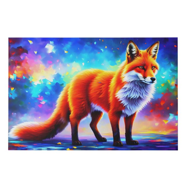 Beautiful forest fox cool red color whimsical faux canvas print (Front)