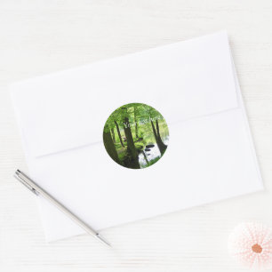 Beautiful forest landscape photo classic round sticker