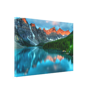 Beautiful forest mountain with ocean blue sky canvas print