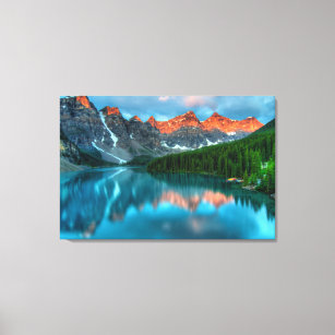Beautiful forest mountain with ocean blue sky canvas print