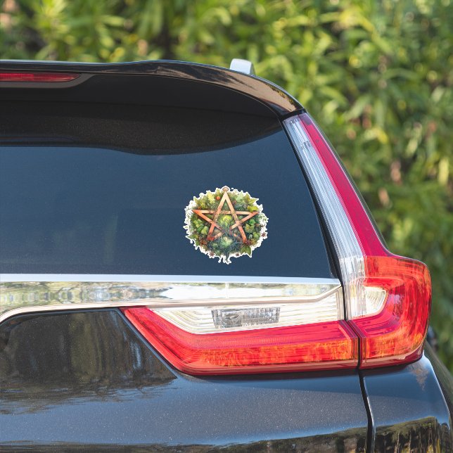 Beautiful Forest Pagan Pentagram Car Decal (Car Side)