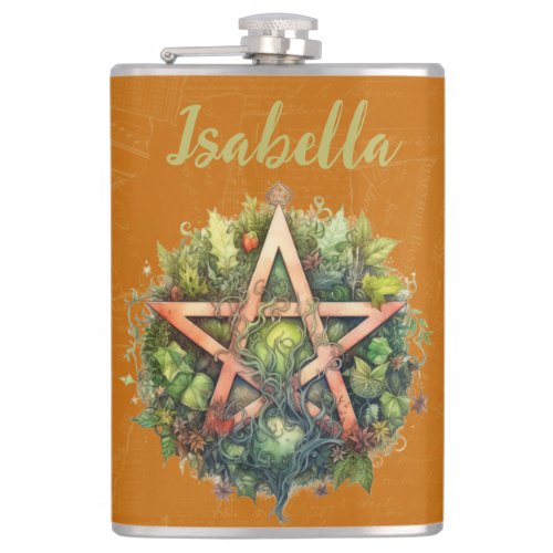 Beautiful Forest Pagan Pentagram Flask