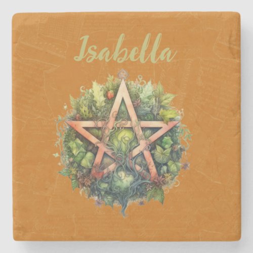 Beautiful Forest Pagan Pentagram Stone Coaster