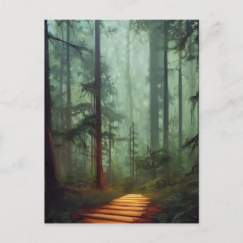 Beautiful Forest Path Digital Art  Postcard