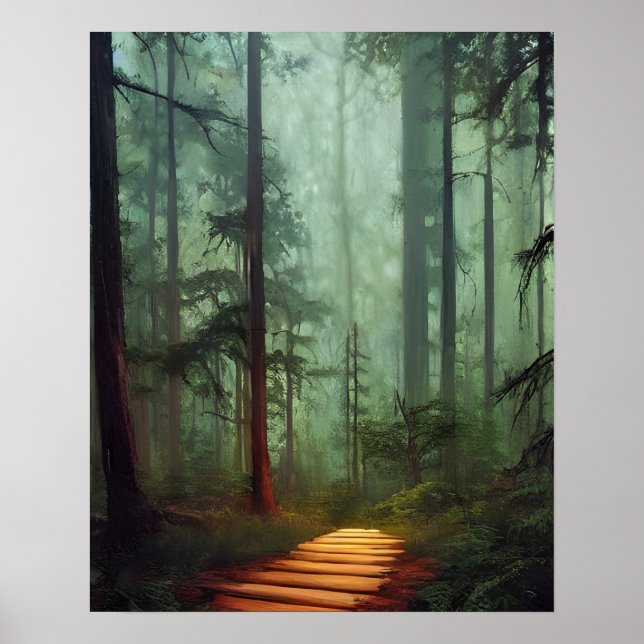 Beautiful Forest Path Digital Art  Poster (Front)