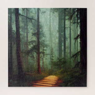 Beautiful Forest Path Digital Artwork Jigsaw Puzzle