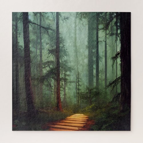 Beautiful Forest Path Digital Artwork  Jigsaw Puzzle