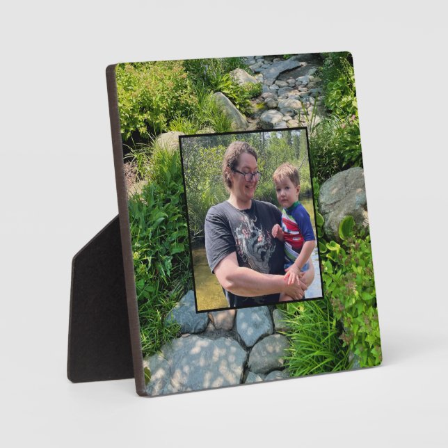 Beautiful forest photo sunlit trees photo template plaque (Front)