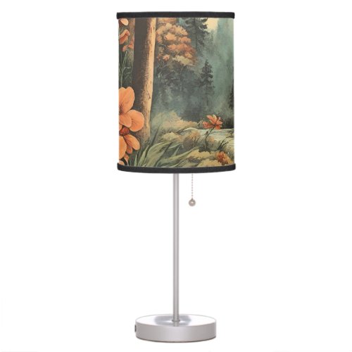 Beautiful Forest River Landscape  Table Lamp