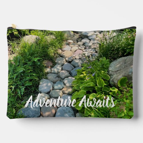 Beautiful forest scene sunny stone walkway photo  accessory pouch