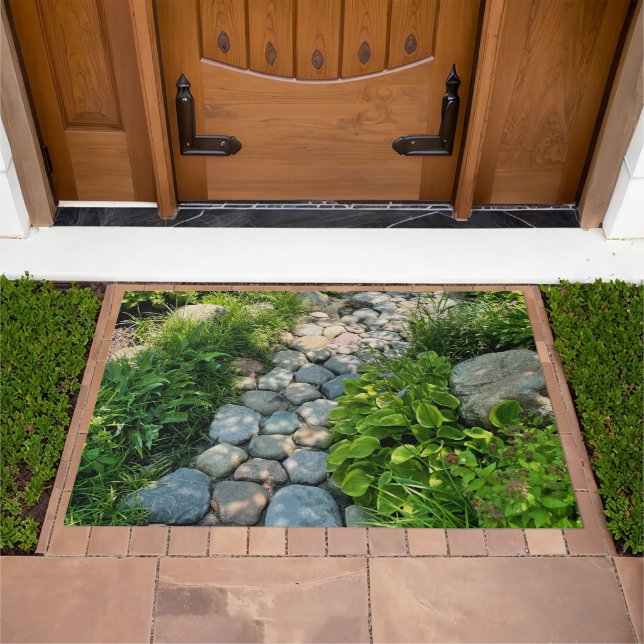 Beautiful forest scene sunny stone walkway photo  doormat (Outdoor)