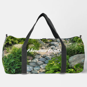 Beautiful forest scene sunny stone walkway photo duffle bag