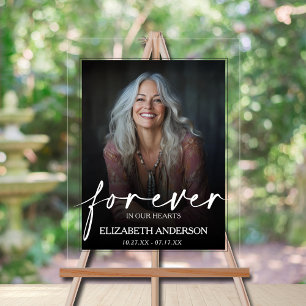 Beautiful Forever in our Hearts Photo Memorial Acrylic Sign