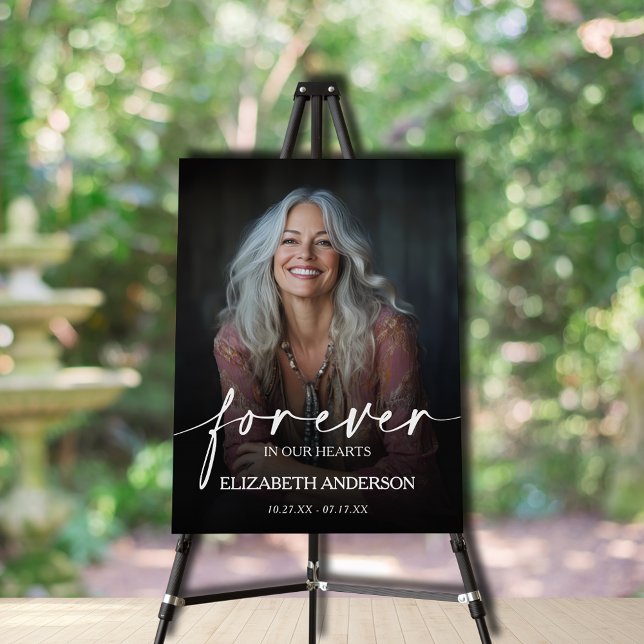 Beautiful Forever in our Hearts Photo Memorial Foam Board (Forever in our Hearts photo memorial foam board sign)