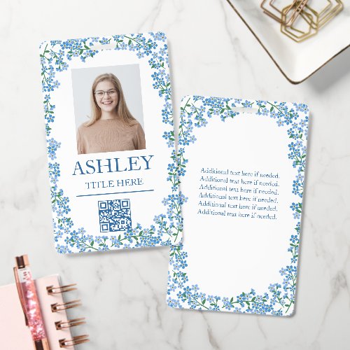 Beautiful Forget Me Not Border Employee ID Badge