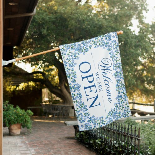 Beautiful Forget Me Not Border Welcome Open House Flag