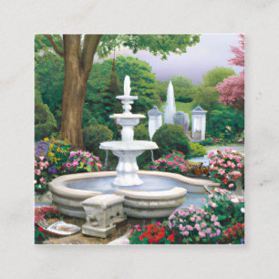 Beautiful Fountain Graphic Square Business Card