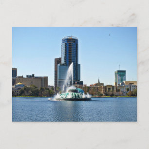 Beautiful Fountain In The Lake Of Orlando Florida Postcard