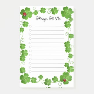 Beautiful Four-Leaf Clovers & Ladybugs Lined
