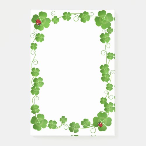 Beautiful Four_Leaf Clovers  Ladybugs Post_it Notes