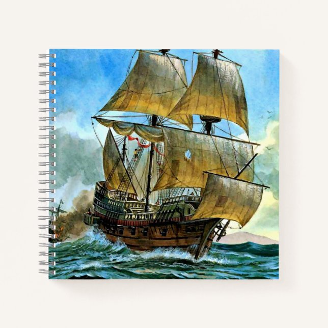 beautiful four-masted ship notebook (Front)