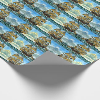 beautiful four-masted ship print wrapping paper