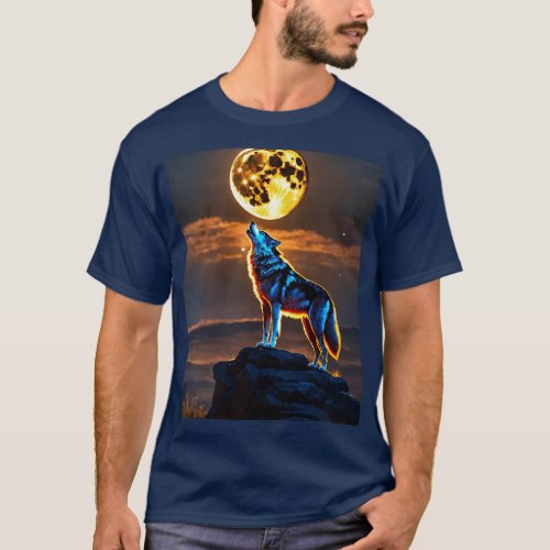 Beautiful fox and moon design  T_Shirt