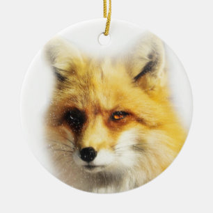 Beautiful Fox and Snow Winter Solstice Ornament