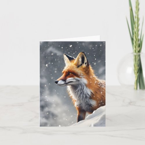 Beautiful Fox in Snow Blank Greeting  Card