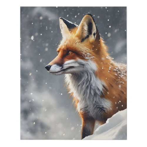 Beautiful Fox in Snow  Faux Canvas Print