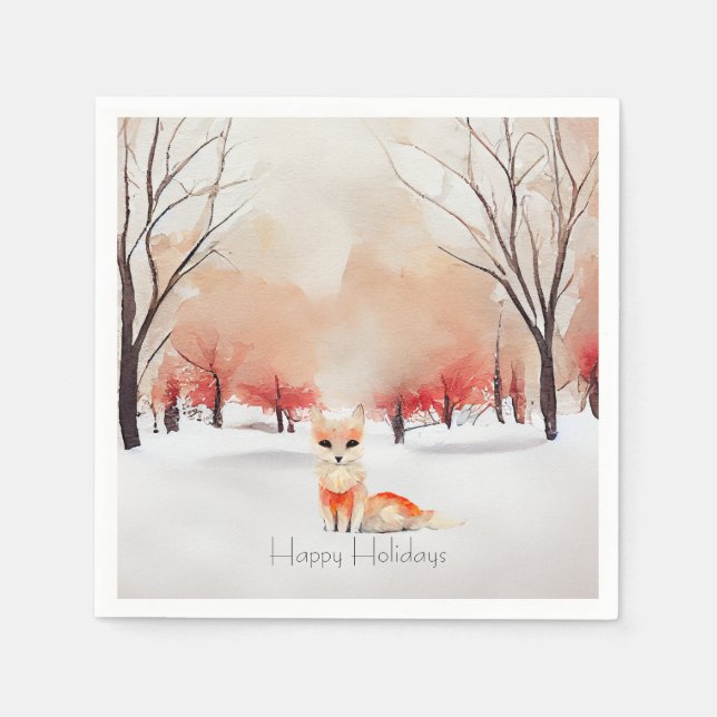 Beautiful Fox in the Snowy Forest  Napkins (Front)
